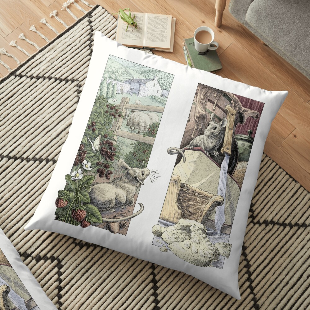 The Country Mouse and the City Mouse Floor Pillow