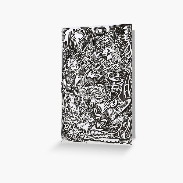 Mind Cascade Ink Drawing Greeting Card