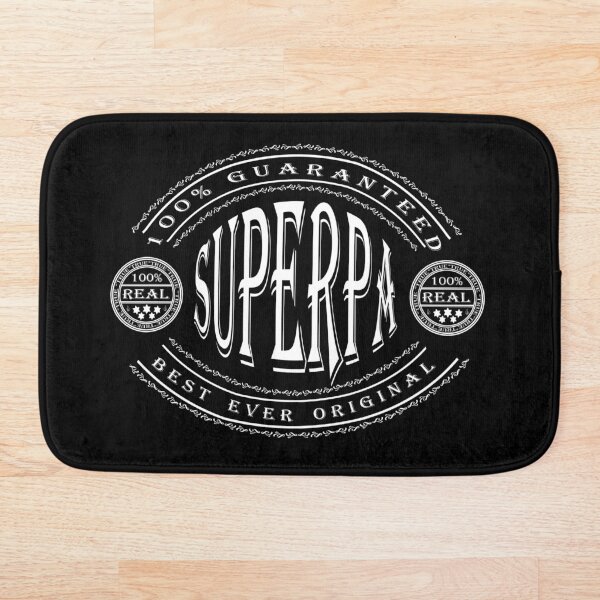 100% Best Ever Original SuperPa (white badge on black) Bath Mat