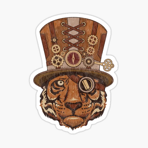 Steampunk White Tiger in Top Hat and Monocle · Creative Fabrica