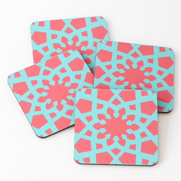 Item preview, Coral and aqua geometric Arabic pattern inspired by the Grand Mosque at KAUST designed and sold by CreatEVEdesign.