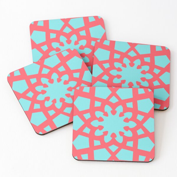 Item preview, Coral and aqua geometric Arabic pattern inspired by the Grand Mosque at KAUST designed and sold by CreatEVEdesign.