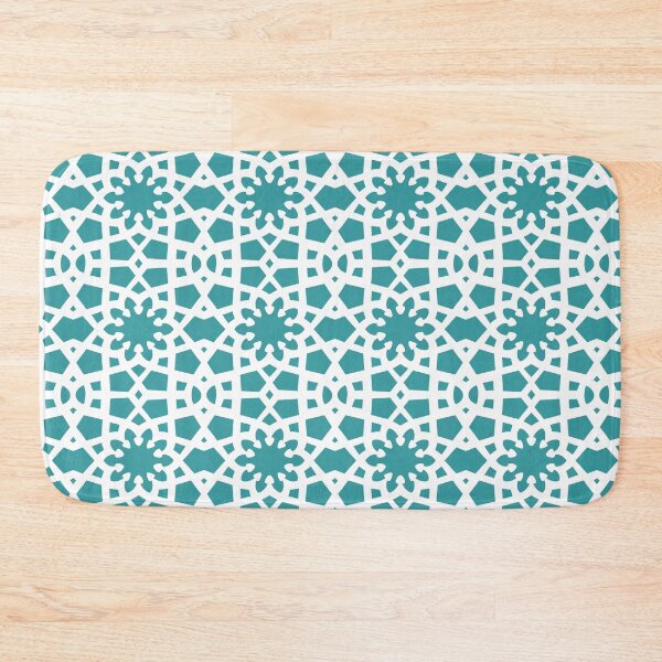 Item preview, Fresh aqua and white geometric Arabic pattern inspired by the Grand Mosque at KAUST designed and sold by CreatEVEdesign.