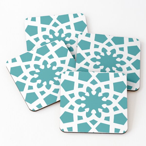 Item preview, Fresh aqua and white geometric Arabic pattern inspired by the Grand Mosque at KAUST designed and sold by CreatEVEdesign.