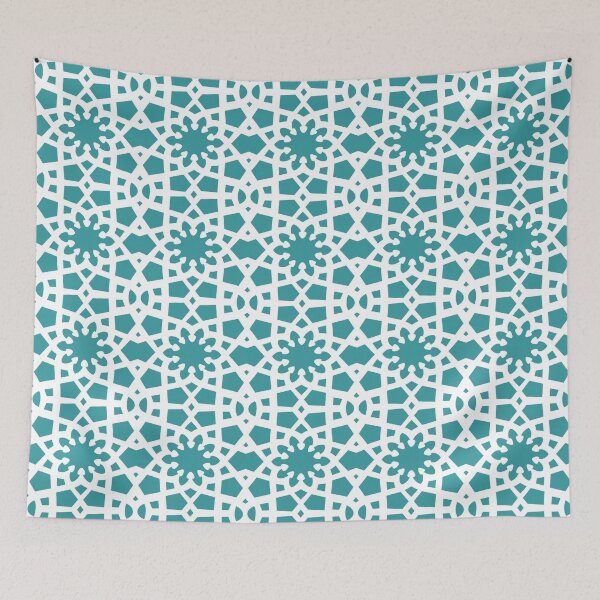 Item preview, Fresh aqua and white geometric Arabic pattern inspired by the Grand Mosque at KAUST designed and sold by CreatEVEdesign.