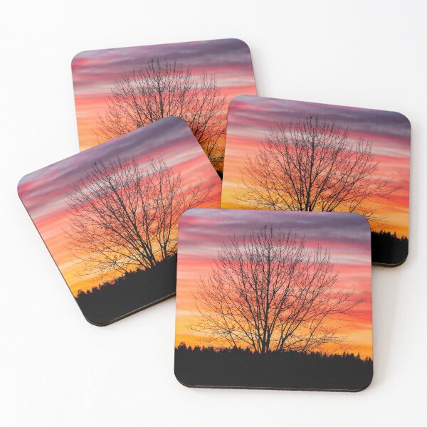 Item preview, Tree silhouette and beautiful vibrant sunset clouds designed and sold by Juhku.