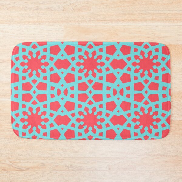 Item preview, Coral and aqua geometric Arabic pattern inspired by the Grand Mosque at KAUST designed and sold by CreatEVEdesign.