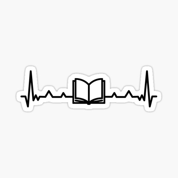 Book Heartbeat Line Sticker