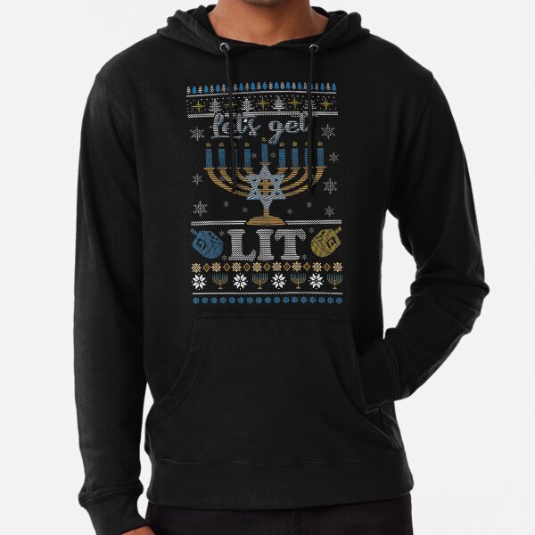TeeLucky Happy Jewish Holidays Ugly Sweater Funny Hanukkah Unisex Hoodie TeeLucky Happy Jewish Holidays Ugly Sweater Funny Hanukkah Unisex Hoodie