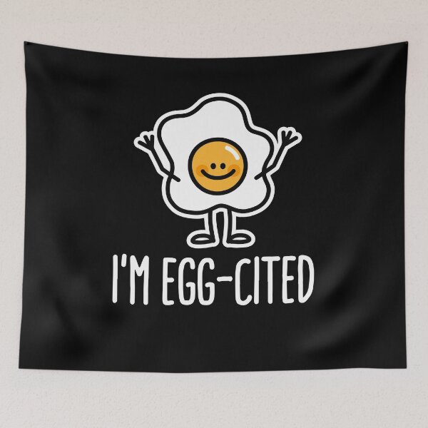 Item preview, I’m egg-cited cool excited egg funny food pun designed and sold by LaundryFactory.