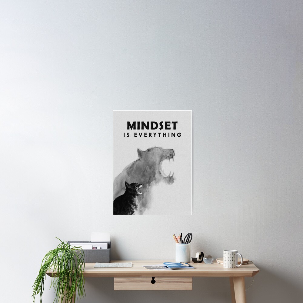 "Mindset Is Everything Cat Tiger Roaring Motivation Edited" Poster by