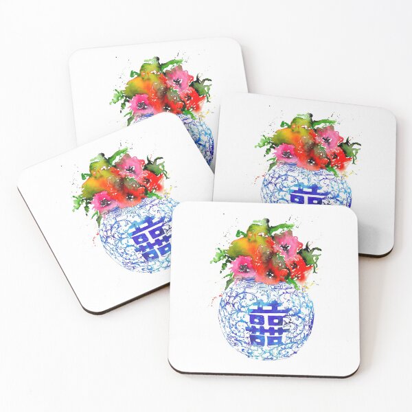 Item preview, Ming Vase, double happiness, Ginger Jar with poppy designed and sold by Rosaliartbook.