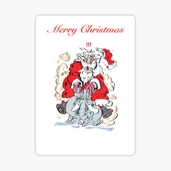 Santa on his way on an elephant Sticker