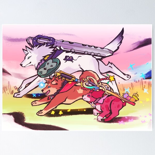 Vista previa del artículo con la obra «Okami: Sora, Riku y Kairi», diseñado y vendido por soursoppi.
