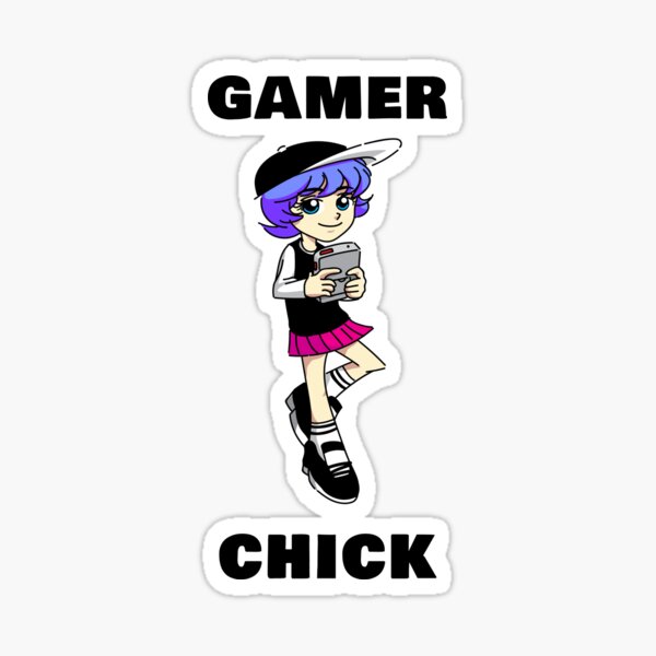 gamer-chick-sticker-for-sale-by-playerpup-redbubble