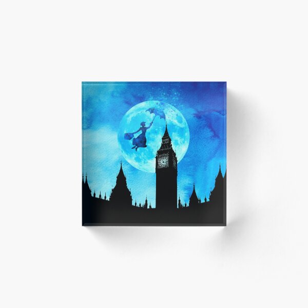 Magical Watercolor Night - Mary Poppins Acrylic Block