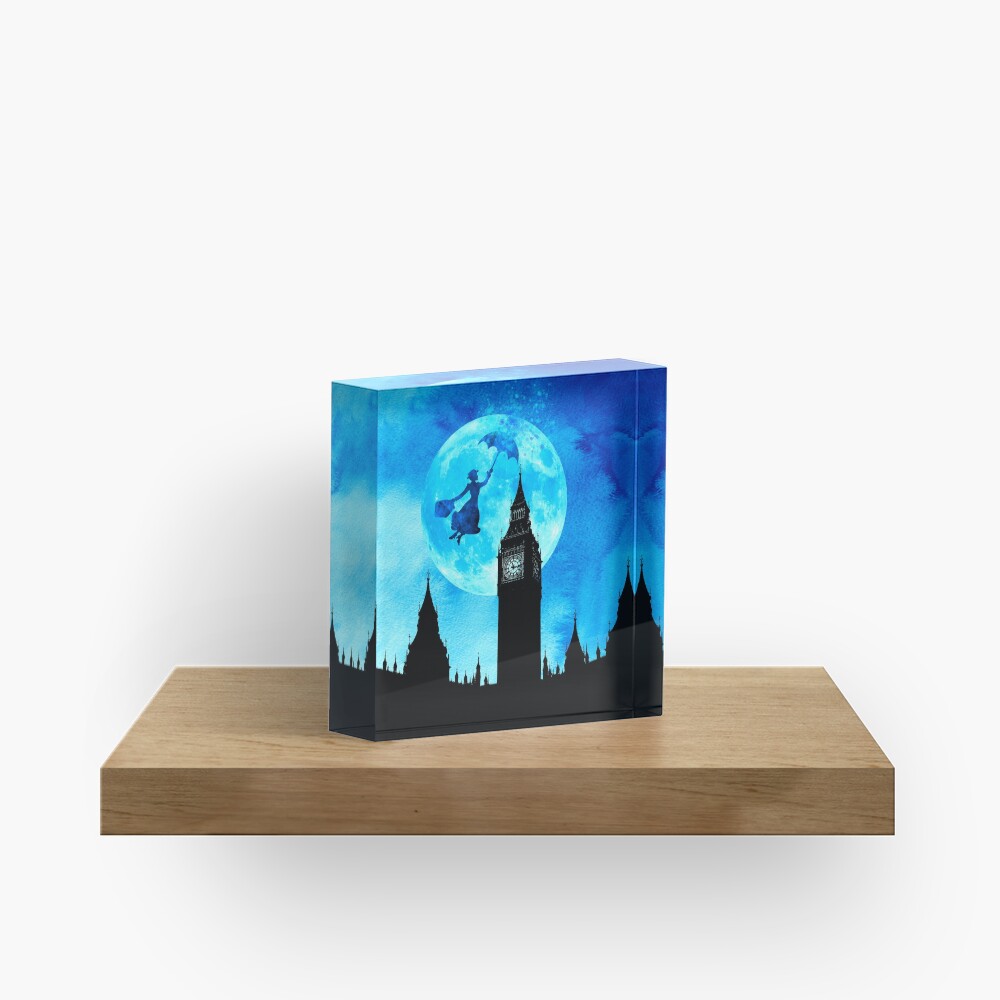 Magical Watercolor Night - Mary Poppins Acrylic Block