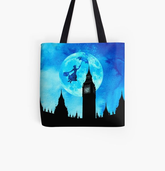 Magical Watercolor Night - Mary Poppins All Over Print Tote Bag