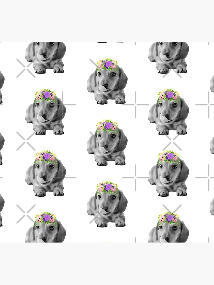 Cute Floral Dachshund Puppy by tribbledesign