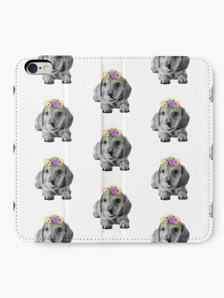 Alternate view of Cute Floral Dachshund Puppy iPhone Wallet