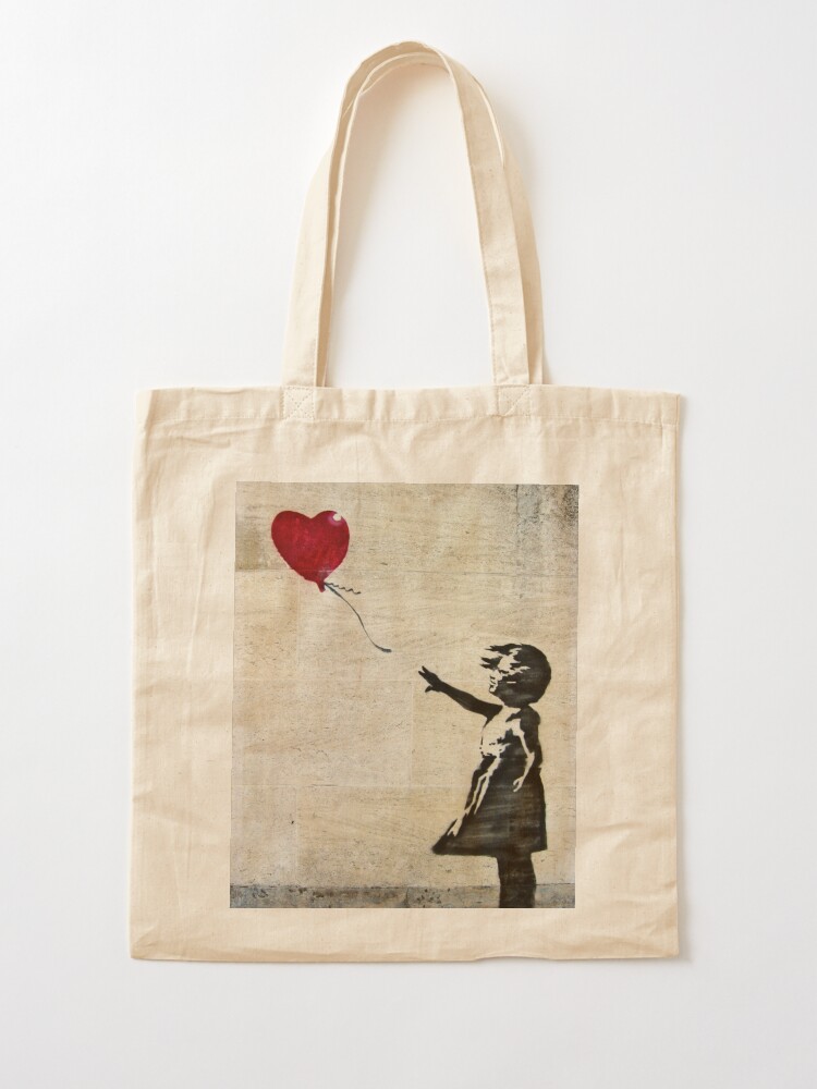 Alternate view of Banksy's Girl with a Red Balloon III Tote Bag