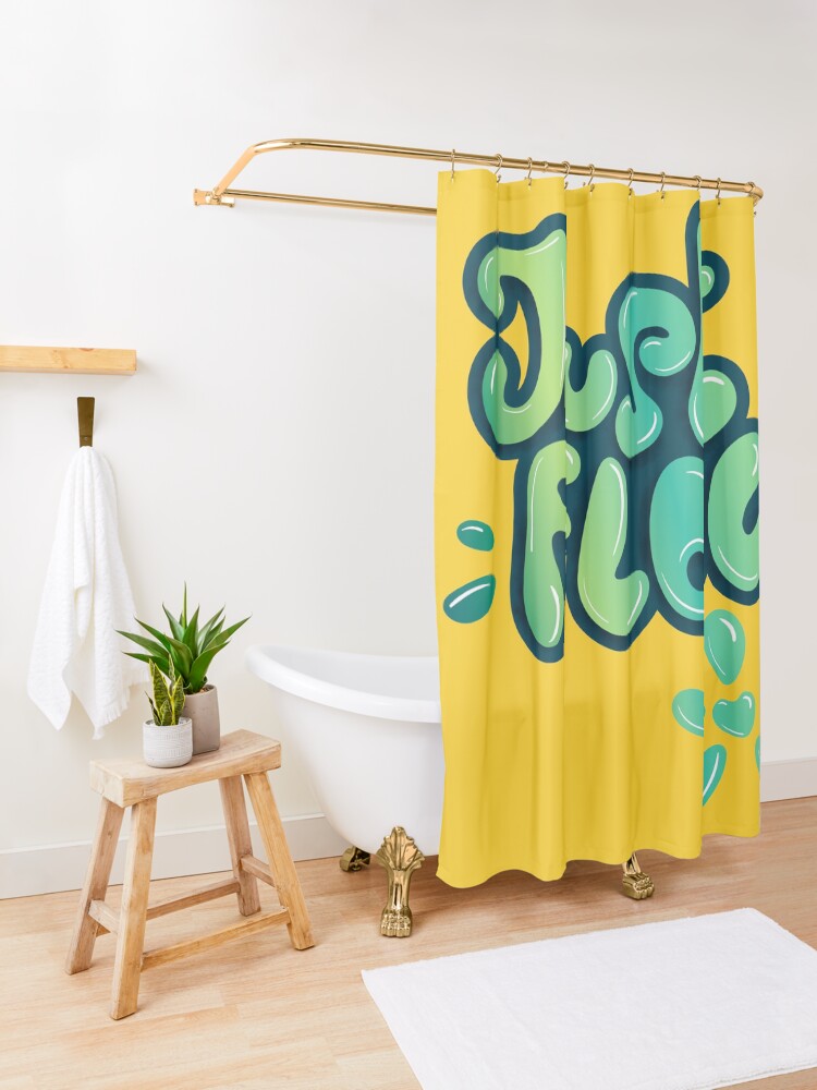 Alternate view of Just flow liquid lettering Shower Curtain