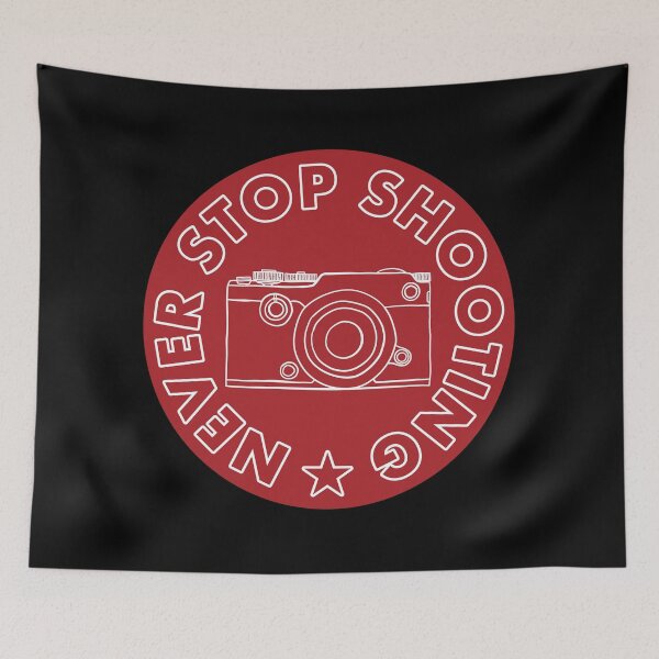 Item preview, Never Stop Shooting - Camera - Red designed and sold by MOREDANKMEMES.