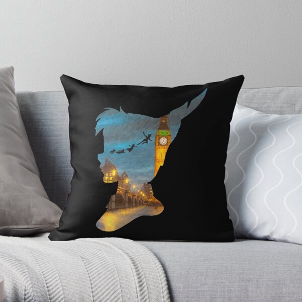 Peter Pan Over London Throw Pillow