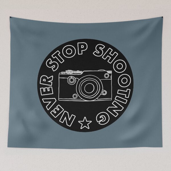 Item preview, Never Stop Shooting - Camera - Black designed and sold by MOREDANKMEMES.
