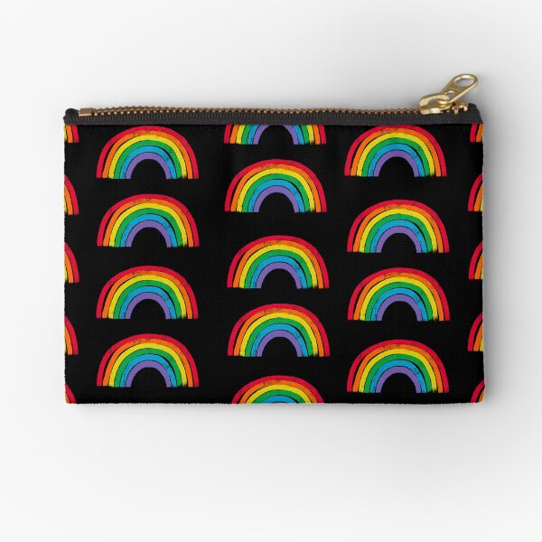 Painted Rainbows on a Black Background Zipper Pouch