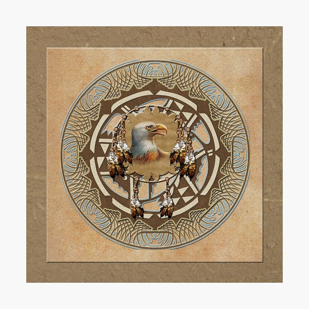 AA DREAMCATCHER INDIAN WITH A PICTURE OF THREE EAGLES EAGLE