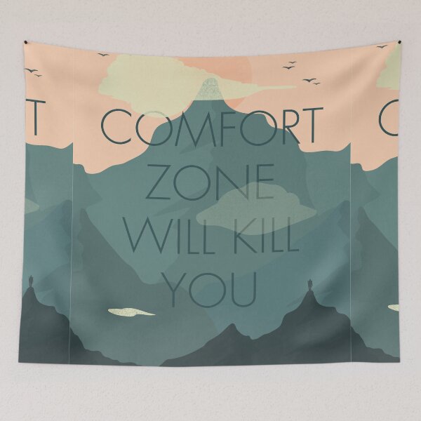 Item preview, Comfort zone quote, mountains lover, free climbing, inspirational wall art, motivational quotes designed and sold by Spallutos.