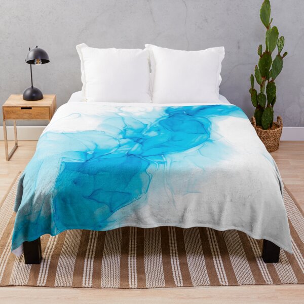 Aperçu de l'œuvre Wispy Turquoise: Peinture à l'encre d'alcool abstraite originale créée et vendue par herzart.