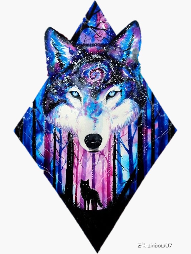 "Galaxy Wolf" Sticker by 24rainbow07 Redbubble