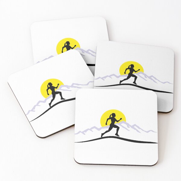 Item preview, Running, runners and mountains with sun designed and sold by claudiasartwork.