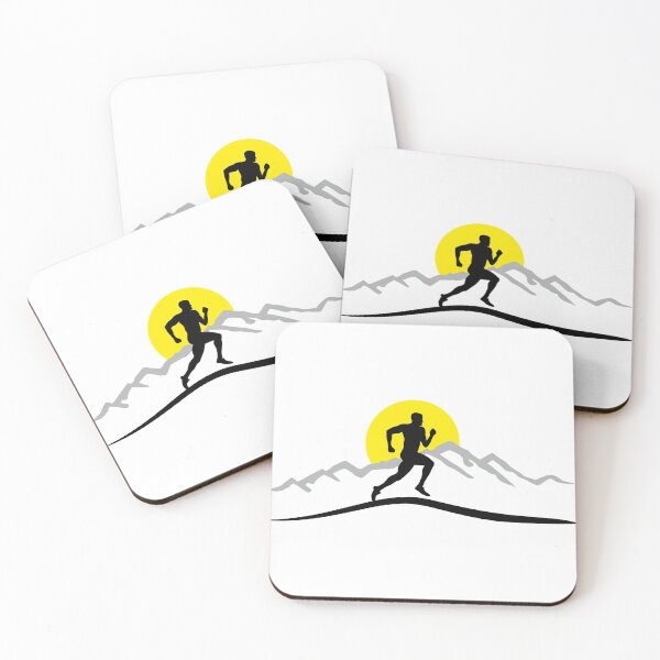 Item preview, Running, runners and mountains with sun designed and sold by claudiasartwork.