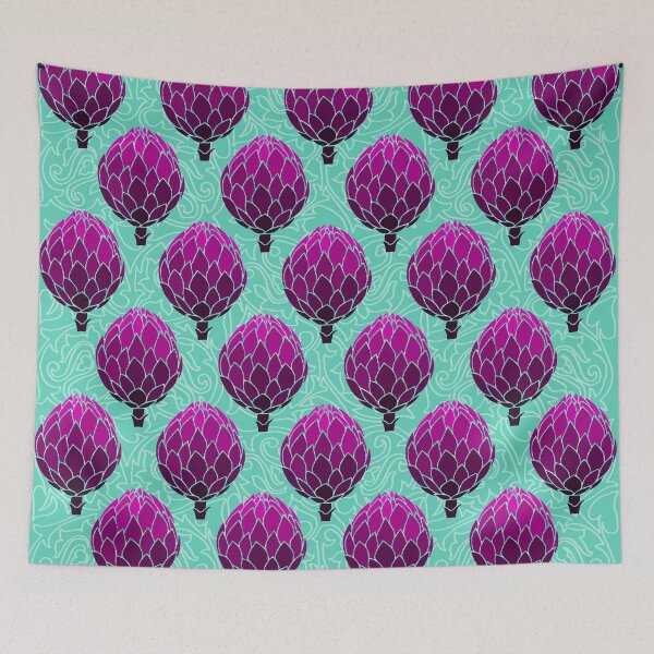 Item preview, Cute Artichoke Pattern on Teal Background designed and sold by kapotka.