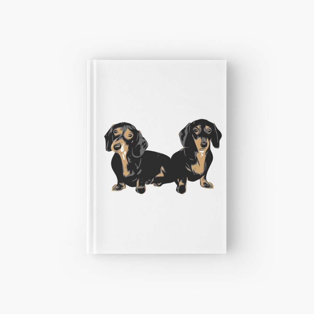 Two Dachshund Puppies Colour Vector Hardcover Journal
