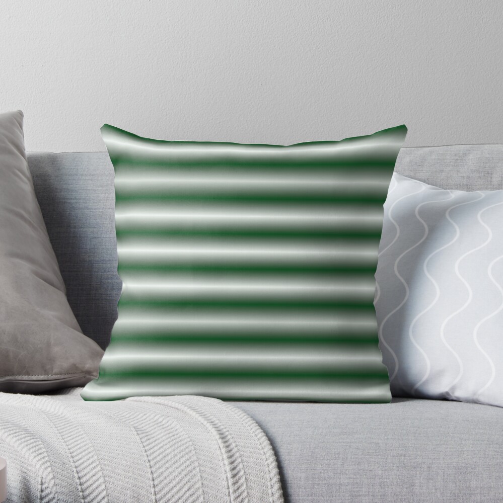 Vibrating Horizontal Bars - Fir Tree Green Throw Pillow