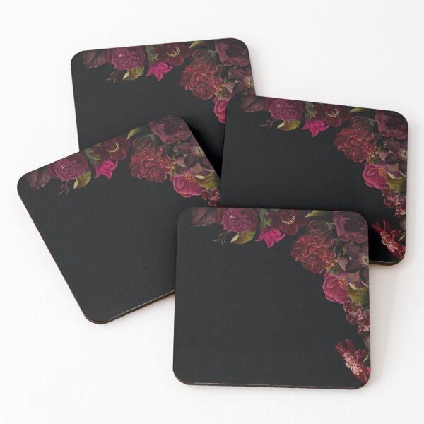 Item preview, Antique dark red roses and other flowers on black  Nightgarden designed and sold by UtArt.