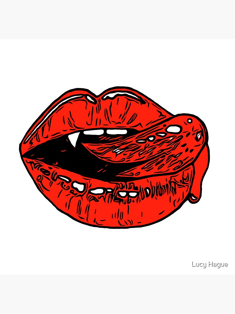 Red Lipped Vampire Sticker By Lucyhague Redbubble 5073