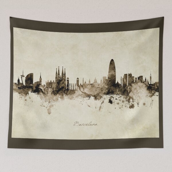 Item preview, Barcelona Spain Skyline designed and sold by ArtPrints.