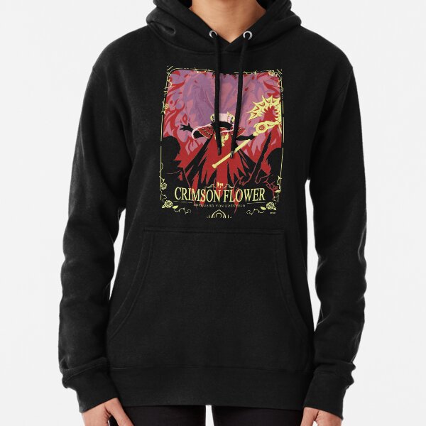 Crimson Flower Pullover Hoodie