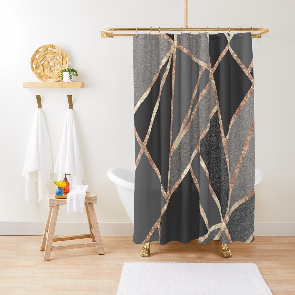 "Classic Silver Gray Charcoal Rose Gold Geo 1 geometric decor art