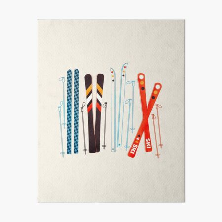 Bunte Retro- Ski-Illustration Galeriedruck