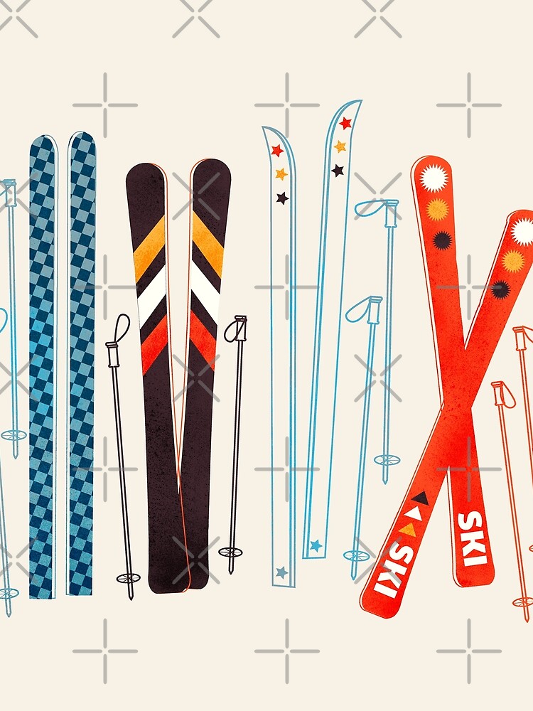 Thumbnail 3 of 3, Scarf, Colorful Retro Ski Illustration designed and sold by ShowMeMars.