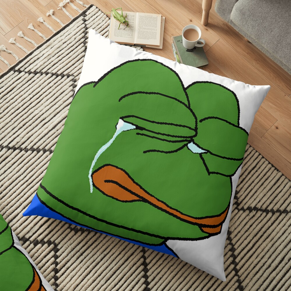 Crying Pepe Meme Floor Pillow By Boomerusa Redbubble - pepe roblox meme duvet cover by boomerusa redbubble