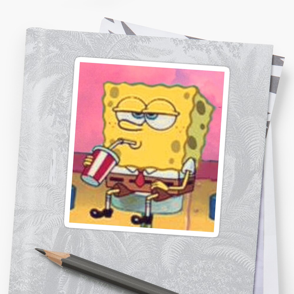 Spongebob Drinking Soda Sticker By Kasikfs Redbubble