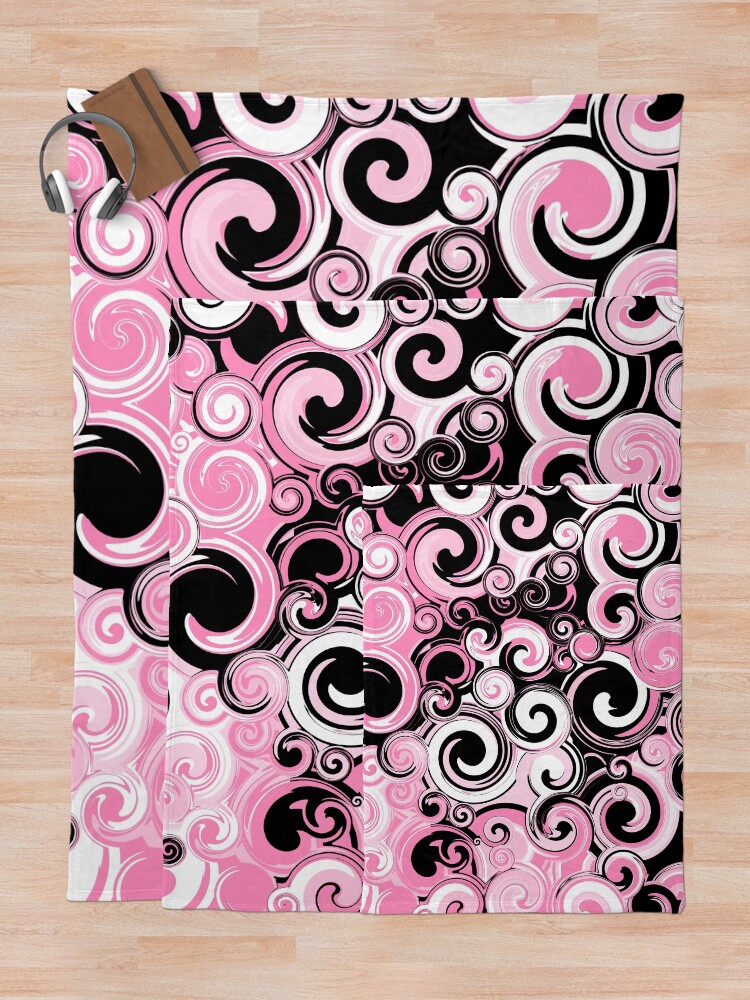 Pink Black and White Psychedelic Swirls Throw Blanket for Sale by Elsy s Art Redbubble