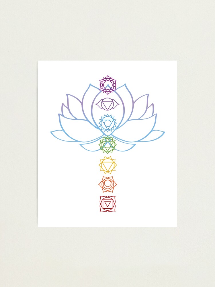 Lotus Flower Rainbow Chakra Art for Mindfulness Yogis, Yoga Lovers  Photographic Print for Sale by glintintheeye